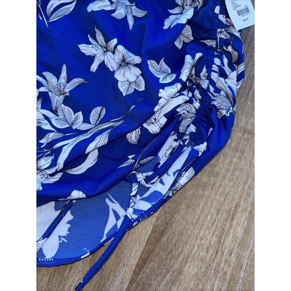 Cacique swim women blue white black floral swim skirt swimsuit bottom 26 New - Picture 3 of 9